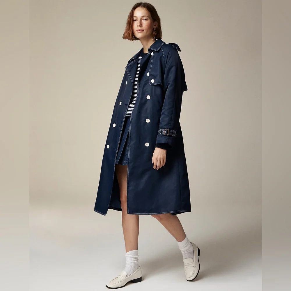 J.Crew Relaxed trench coat in lightweight shiny nylon CD420